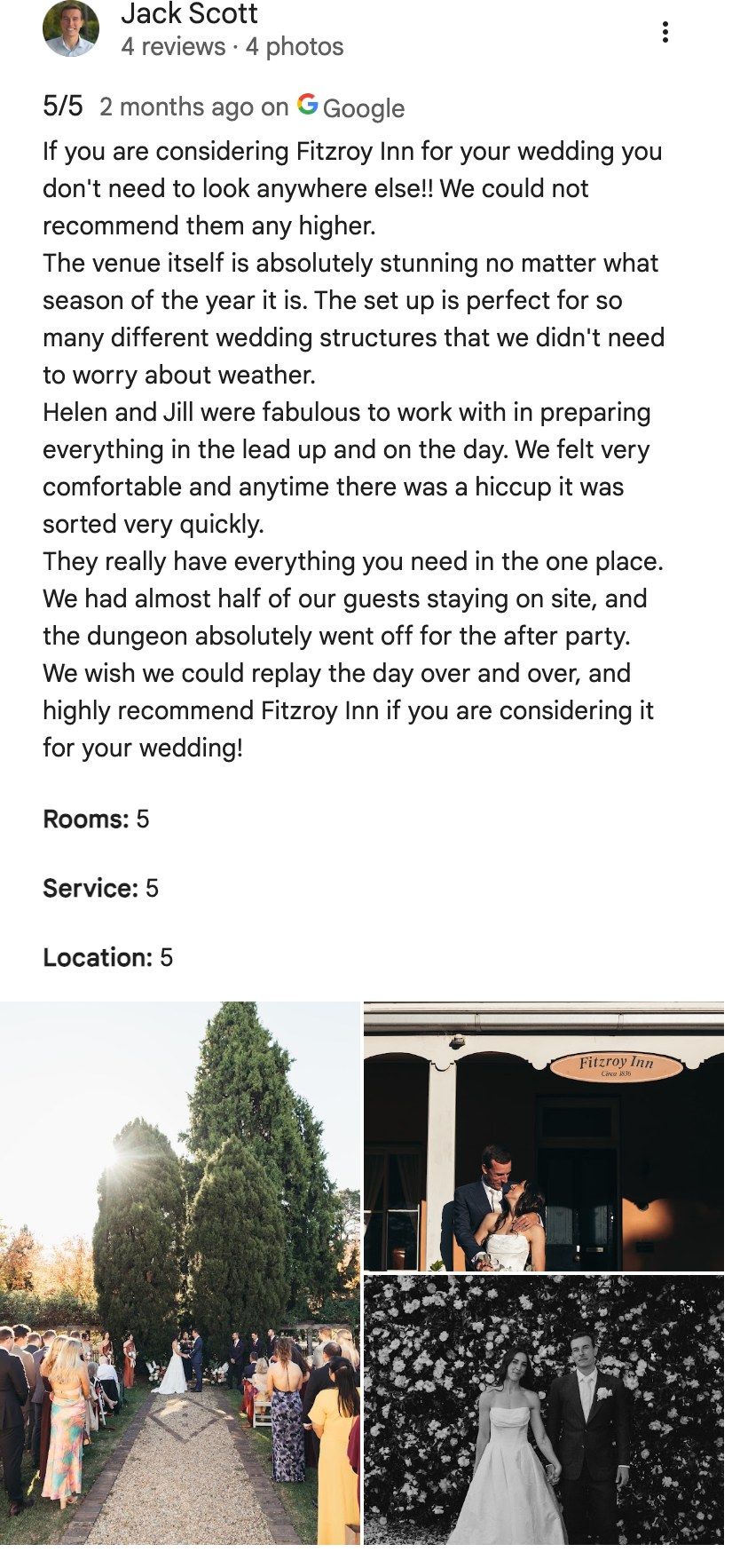 Five-star Google review from Jack Scott