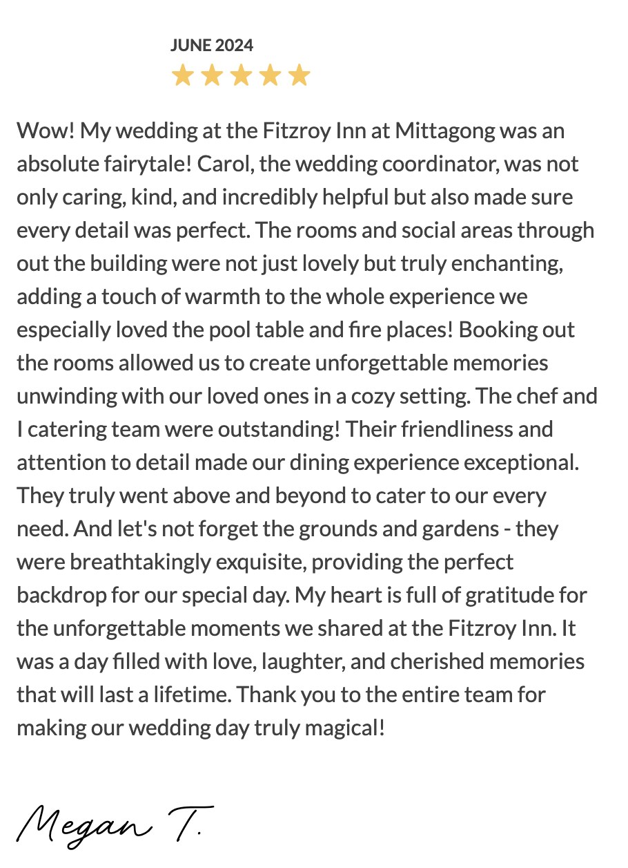 Five-star Easy Weddings review from Megan T.